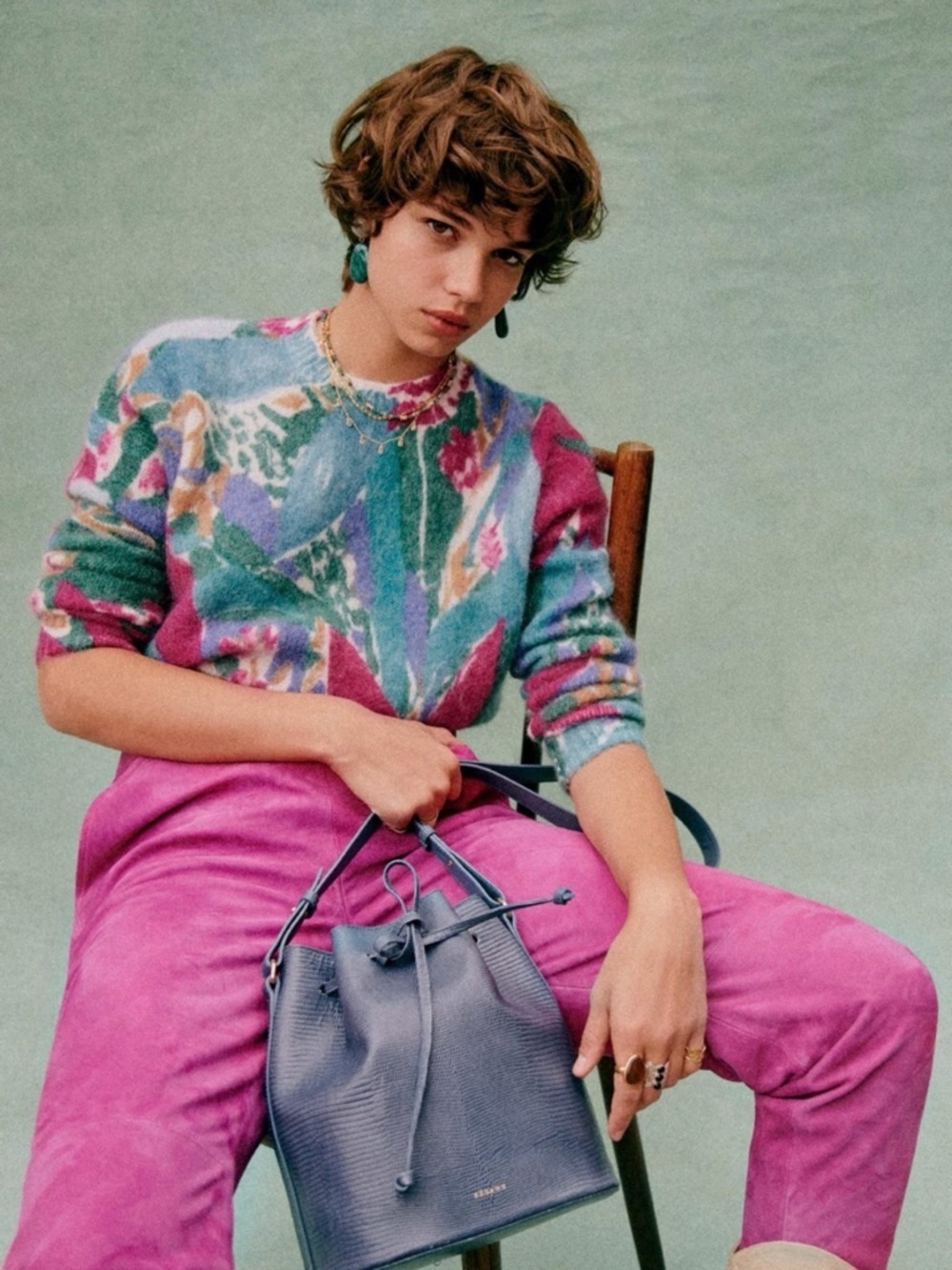 Sézane Ines Jumper Floral Multicolor Crewneck Sweater - Women